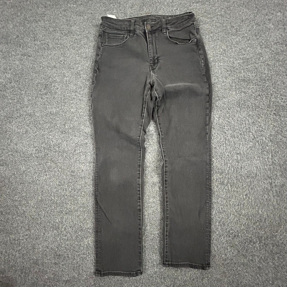 American Eagle Jeans Womens Size 8 Short Black Slim Straight Faded Casual Denim